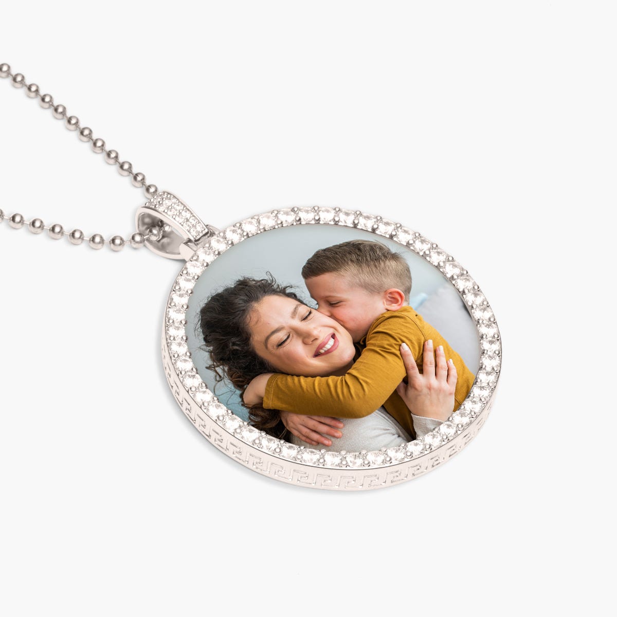 XL Cubic Zirconia Photo Engraved Pendant