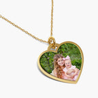 Stainless Steel Photo Engraved Heart Pendant with Chain