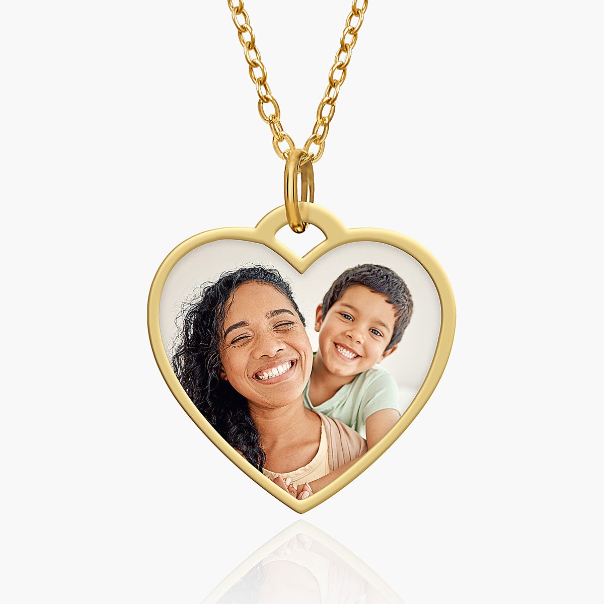 Stainless Steel Photo Engraved Heart Pendant with Chain