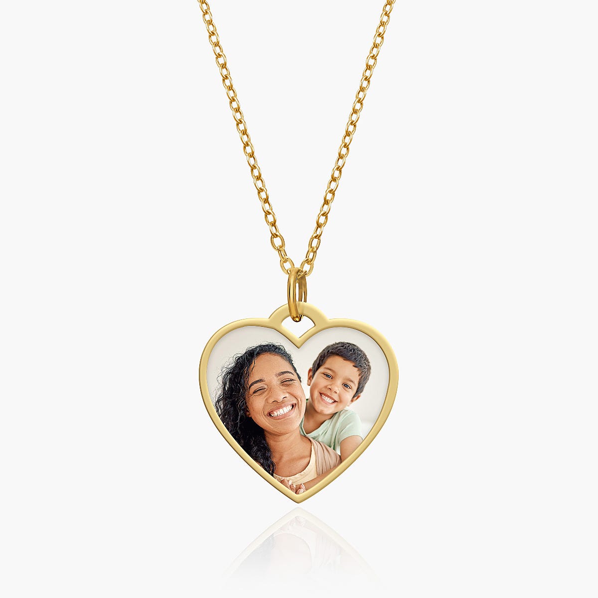 Stainless Steel Photo Engraved Heart Pendant with Chain