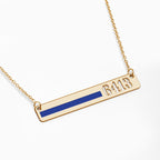 Personalized Horizontal Thin Blue Line Police Necklace with 18" Chain