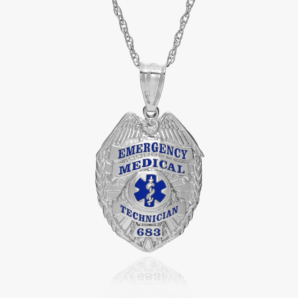 Personalized Emt Badge with Your Badge Number and Blue Enamel