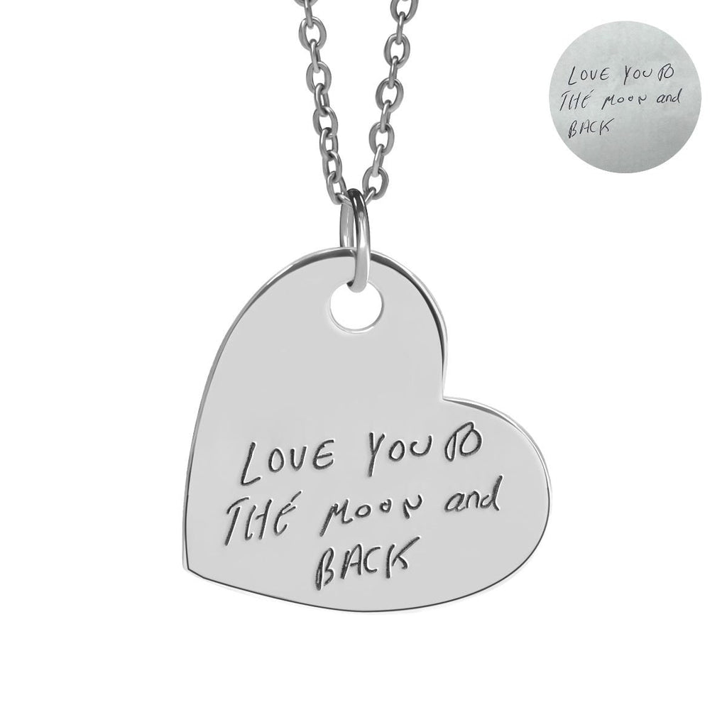 Hand Write Heart Personalized Handwriting Sideways Heart Pendant | PicturesOnGold.com