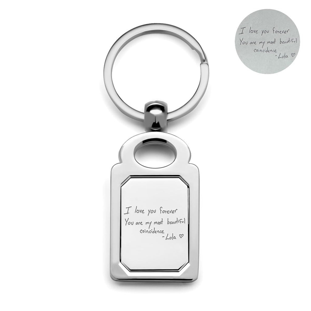 Stainless Steel Personalized Handwriting Rectangle Keychain ...