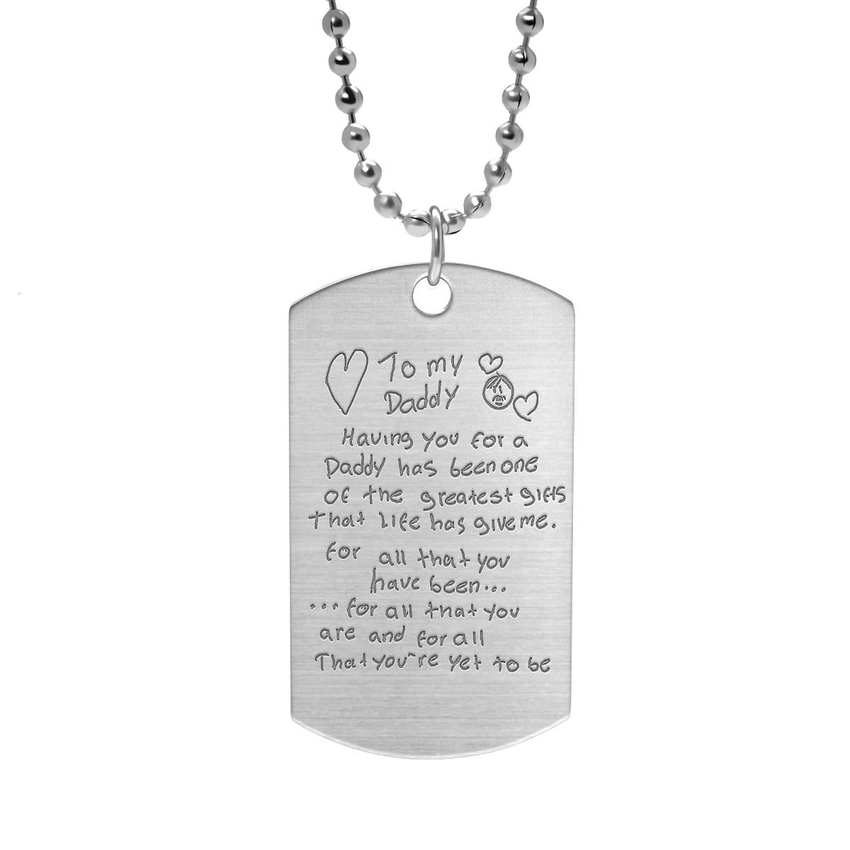 Stainless Steel Personalized Handwriting Dog Tag w/ 24" Ball Chain