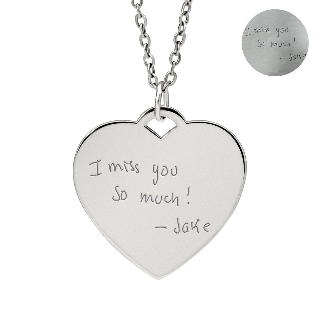Hand Write Heart Personalized Handwriting Heart Pendant | PicturesOnGold.com