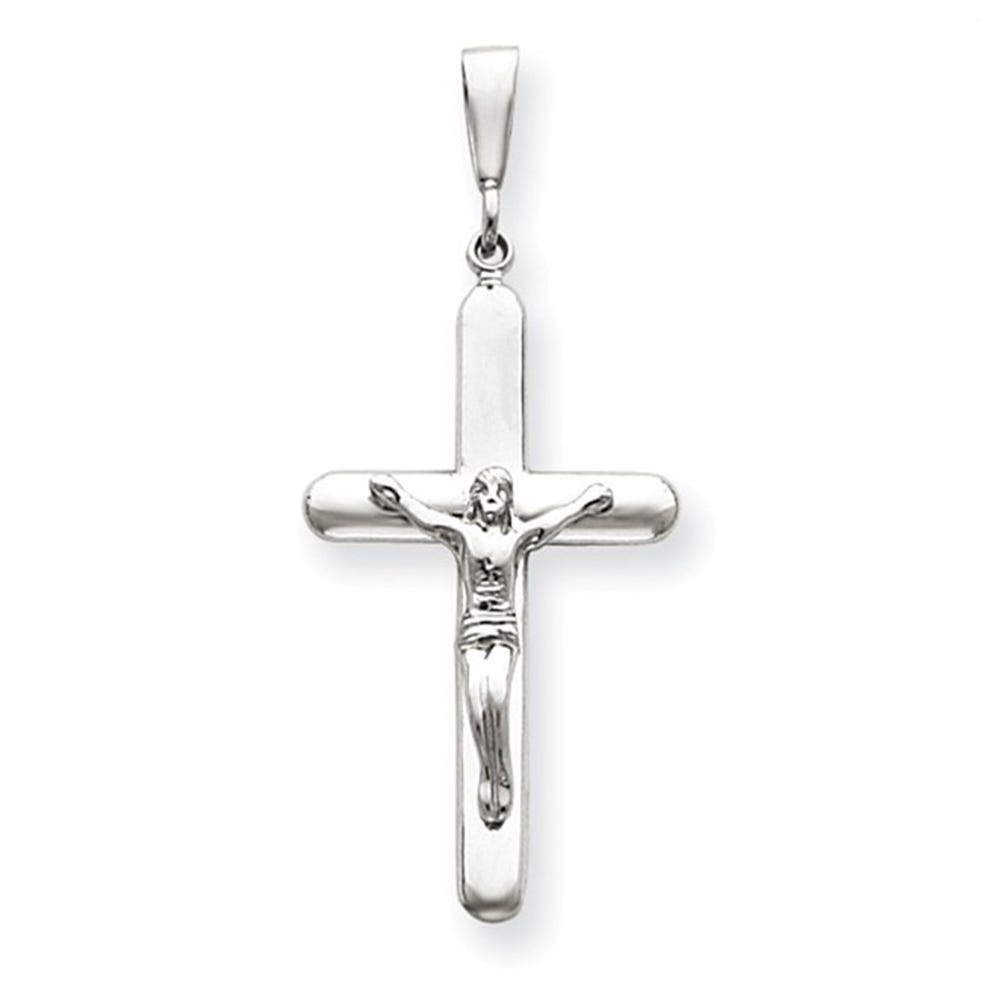 14K White Gold Rounded-Arm Crucifix Pendant