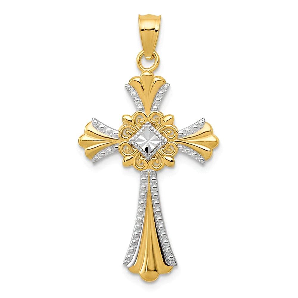 14K Two Tone Cross Pendant