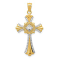 14K Two Tone Cross Pendant