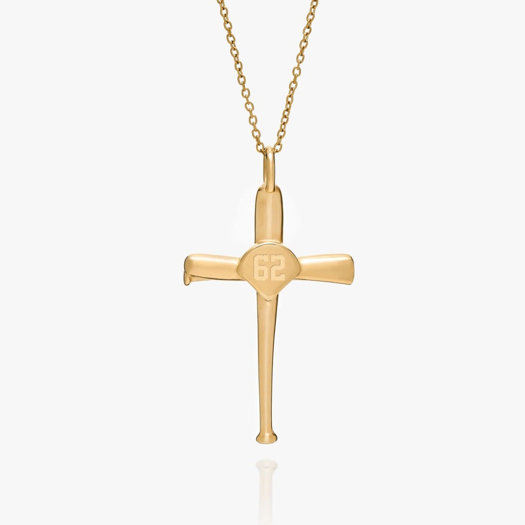 Baseball Bat Cross Pendant with Number