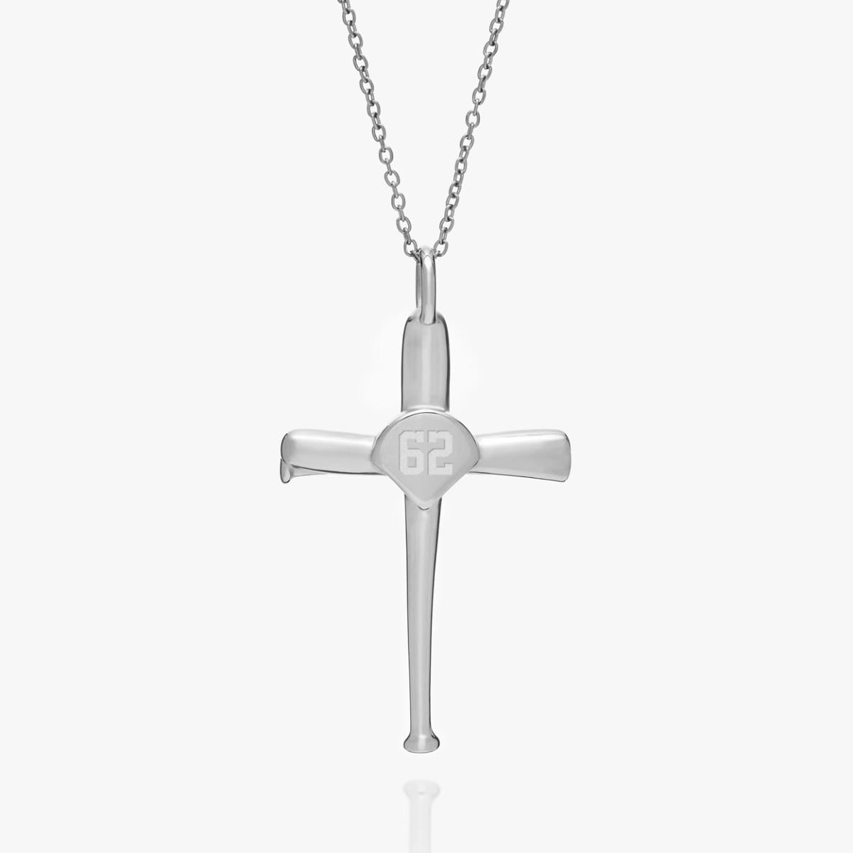 Baseball Bat Cross Pendant with Number