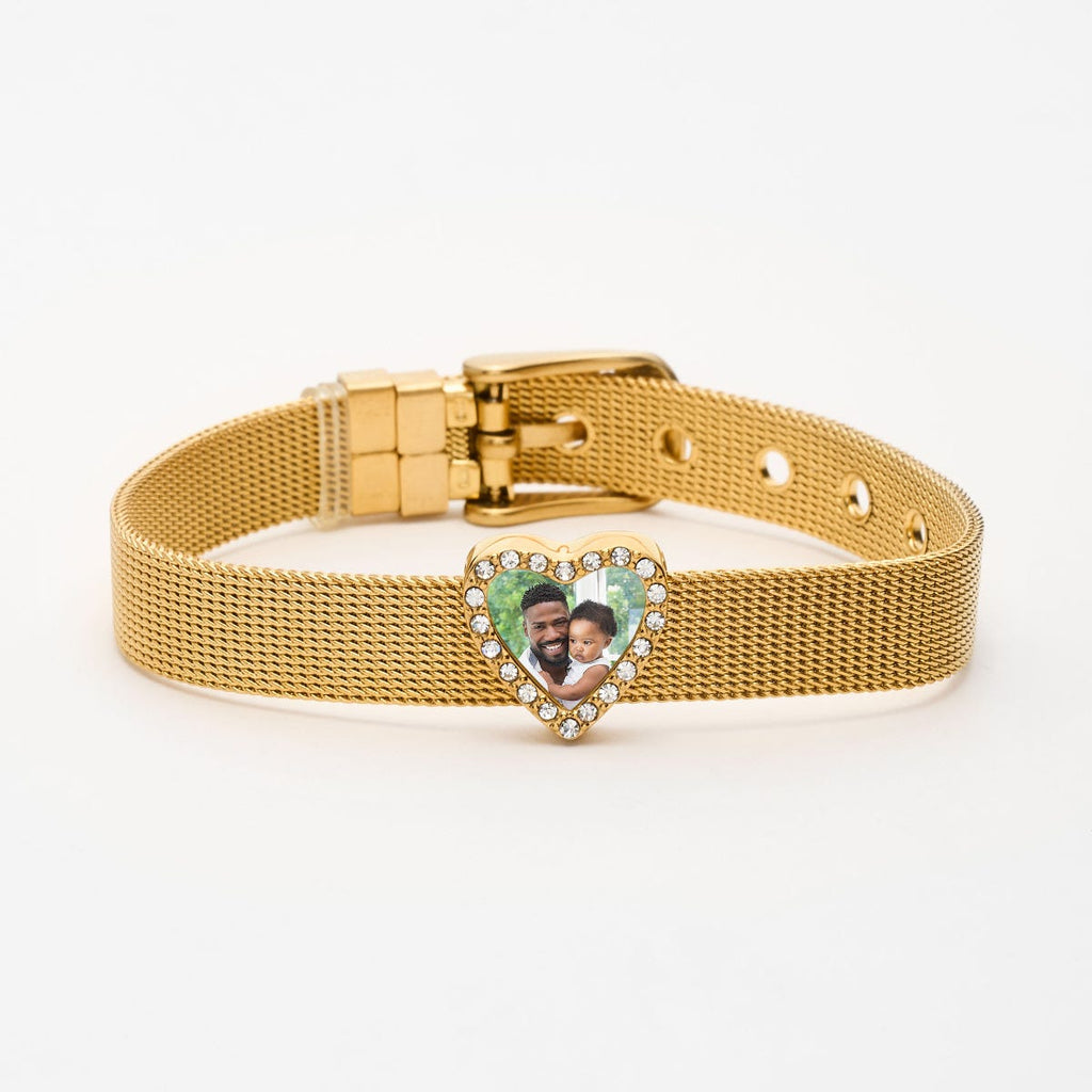 Photo Engraved Mesh Charm Bracelet