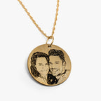 Antiqued Laser Carved Photo Round Disc Pendant