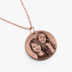 Antiqued Laser Carved Photo Round Disc Pendant