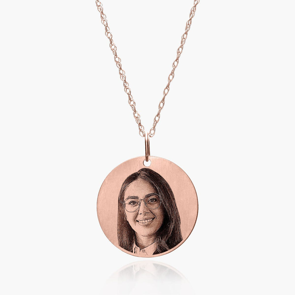 Antiqued Laser Carved Photo Round Disc Pendant