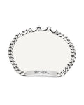 Custom Engraved Sterling Silver Men's Antiqued Curb Link ID Bracelet