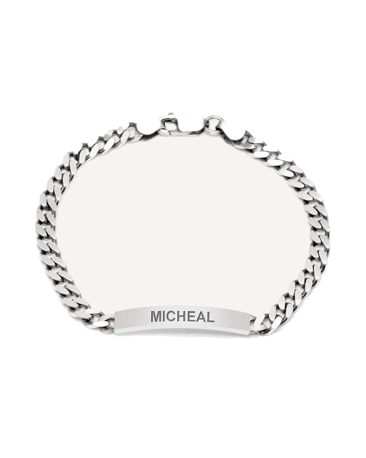 Custom Engraved Sterling Silver Men's Antiqued Curb Link ID Bracelet