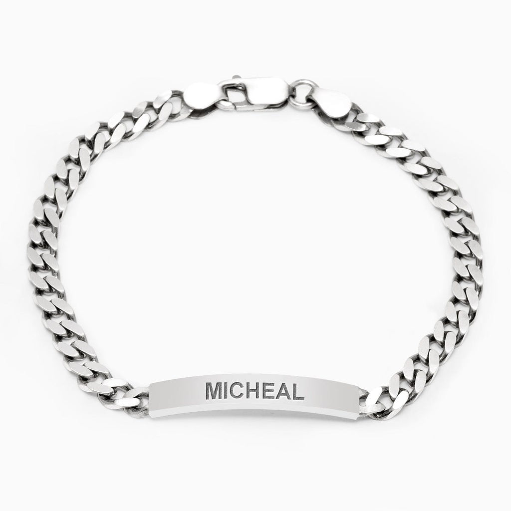 Custom Engraved Sterling Silver Womens Antiqued Curb Link ID Bracelet
