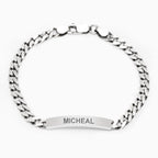 Custom Engraved Sterling Silver Womens Antiqued Curb Link ID Bracelet