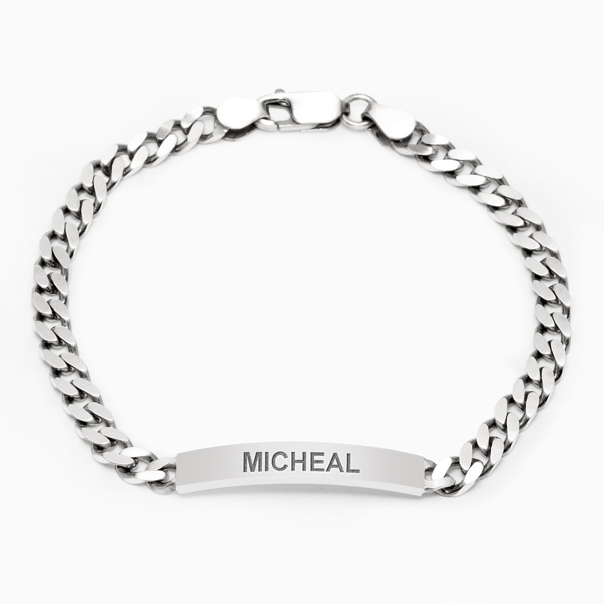 Custom Engraved Sterling Silver Womens Antiqued Curb Link ID Bracelet
