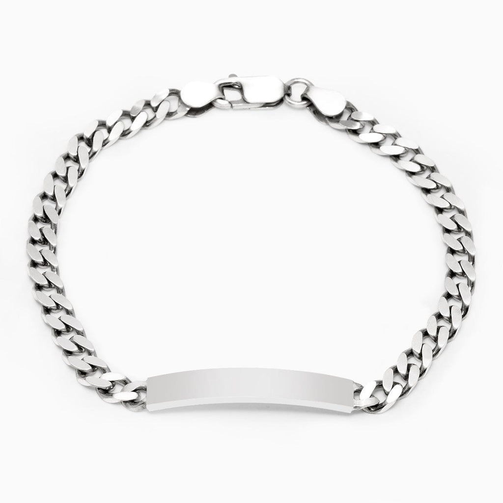 Custom Engraved Sterling Silver Womens Antiqued Curb Link ID Bracelet