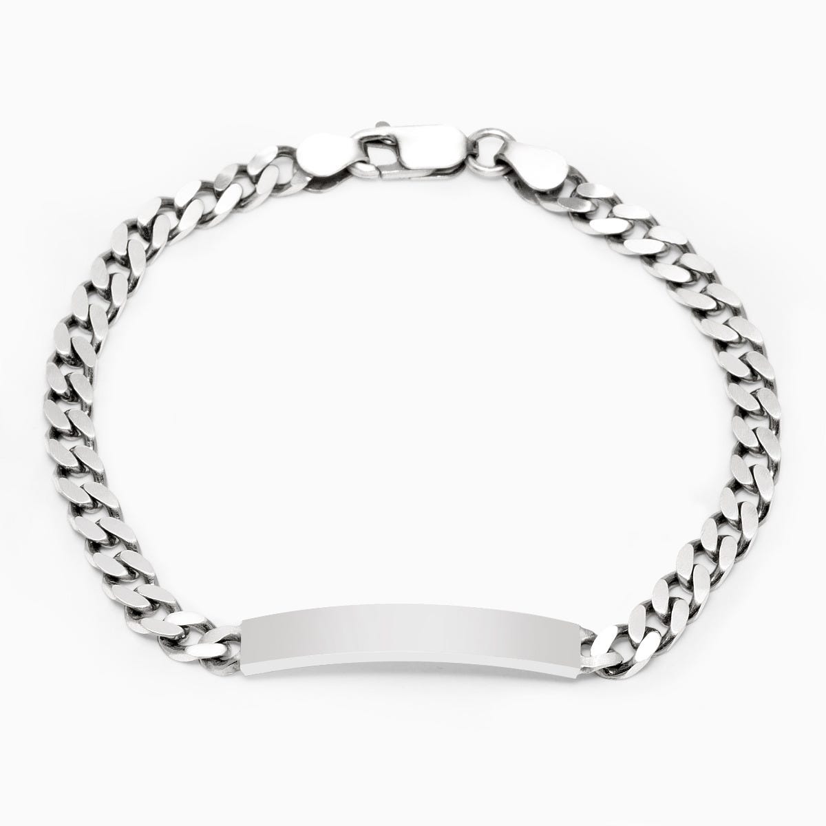 Custom Engraved Sterling Silver Womens Antiqued Curb Link ID Bracelet