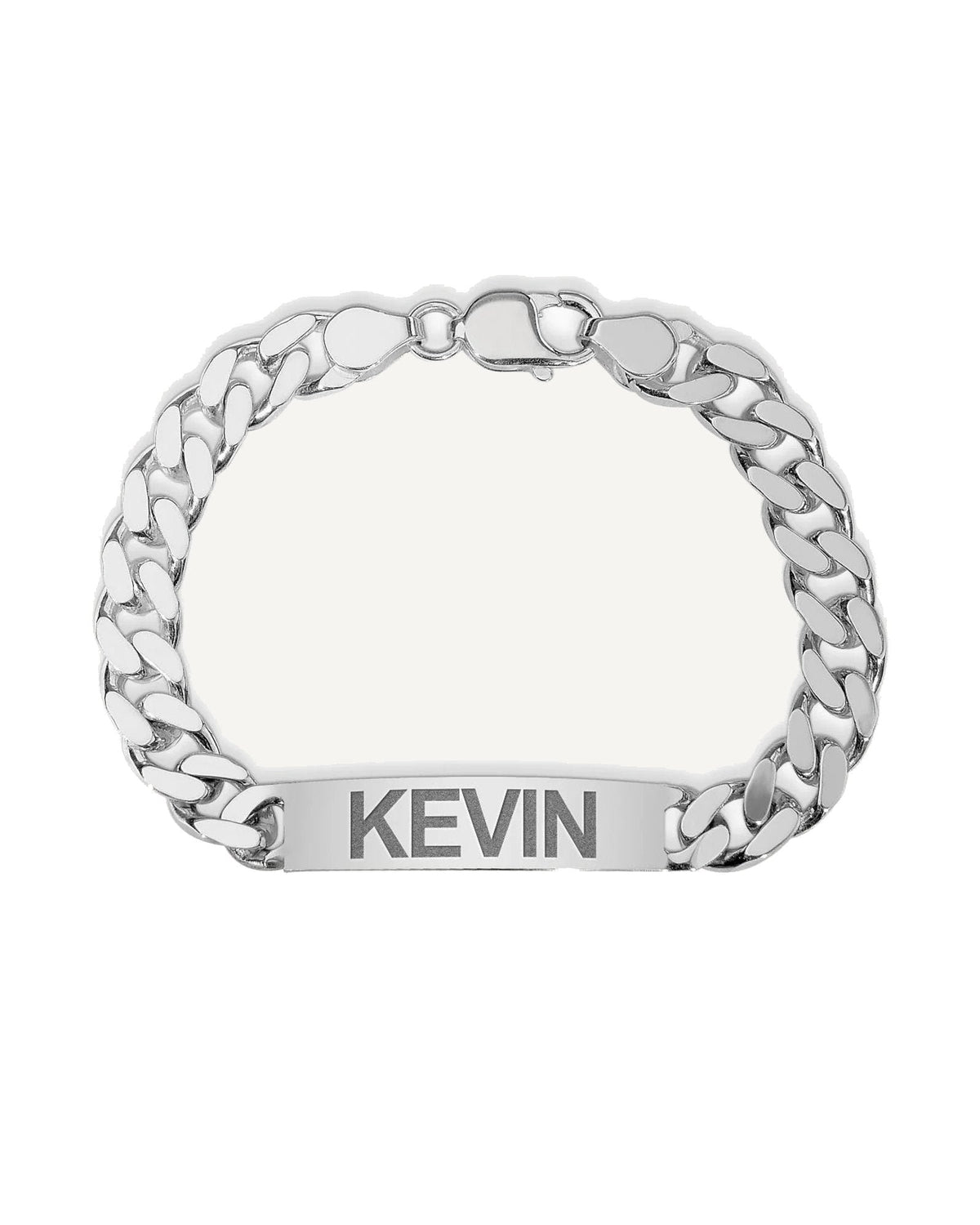 Custom Engraved Sterling Silver Men's Curb Link ID Bracelet