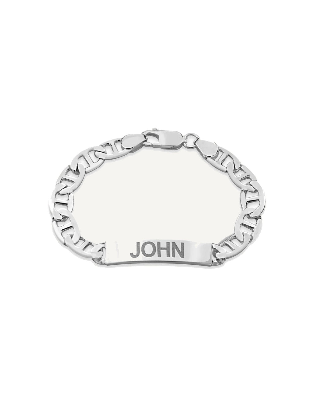 Custom Engraved Sterling Silver Men's Anchor Link ID Bracelet