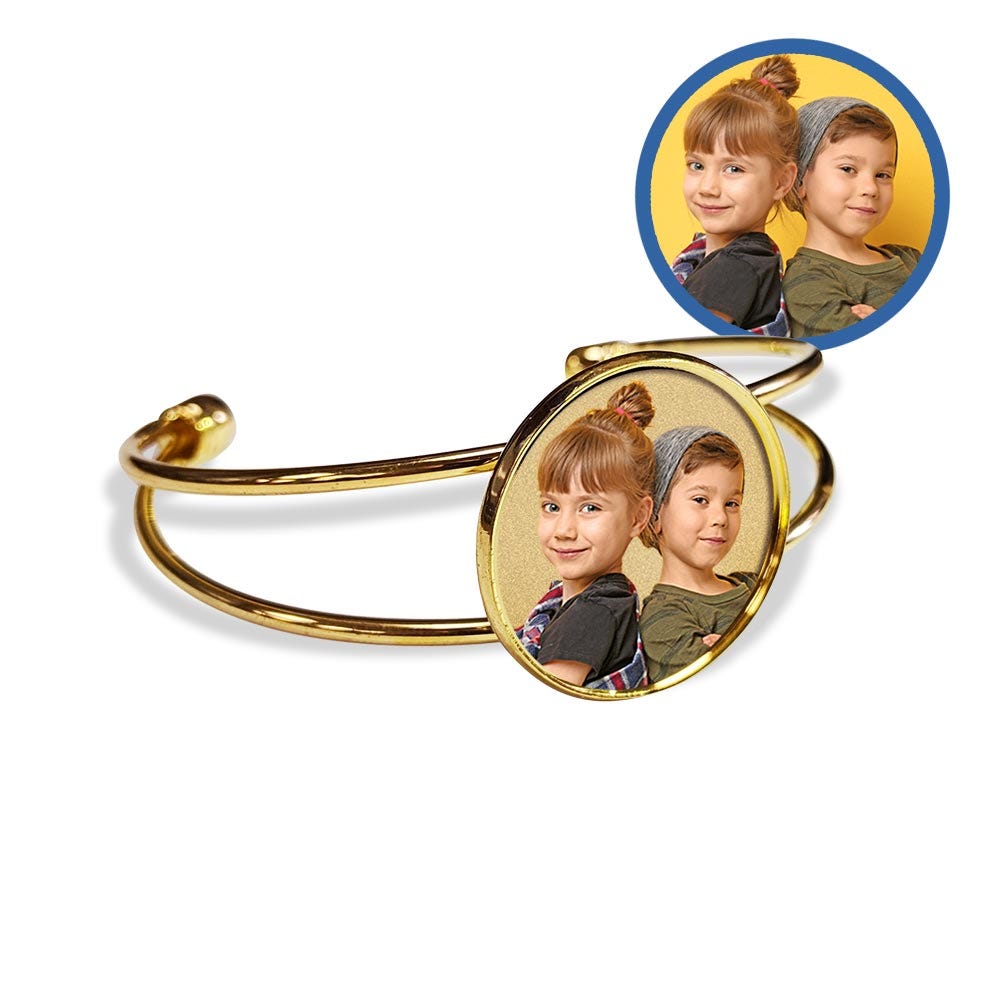 Photo Engraved Bangle Bracelet — verified yellow metal product photograph