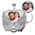 Custom Photo Engraved Angel Wing Charm Or Pendant — verified white metal product photograph