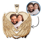 Custom Photo Engraved Angel Wing Charm Or Pendant — verified yellow metal product photograph