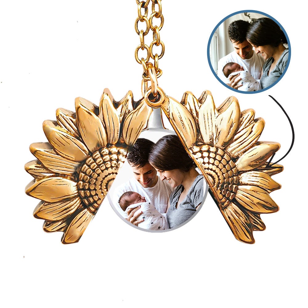 Exclusive Sunflower Photo Locket and Chain — verified yellow metal product photograph