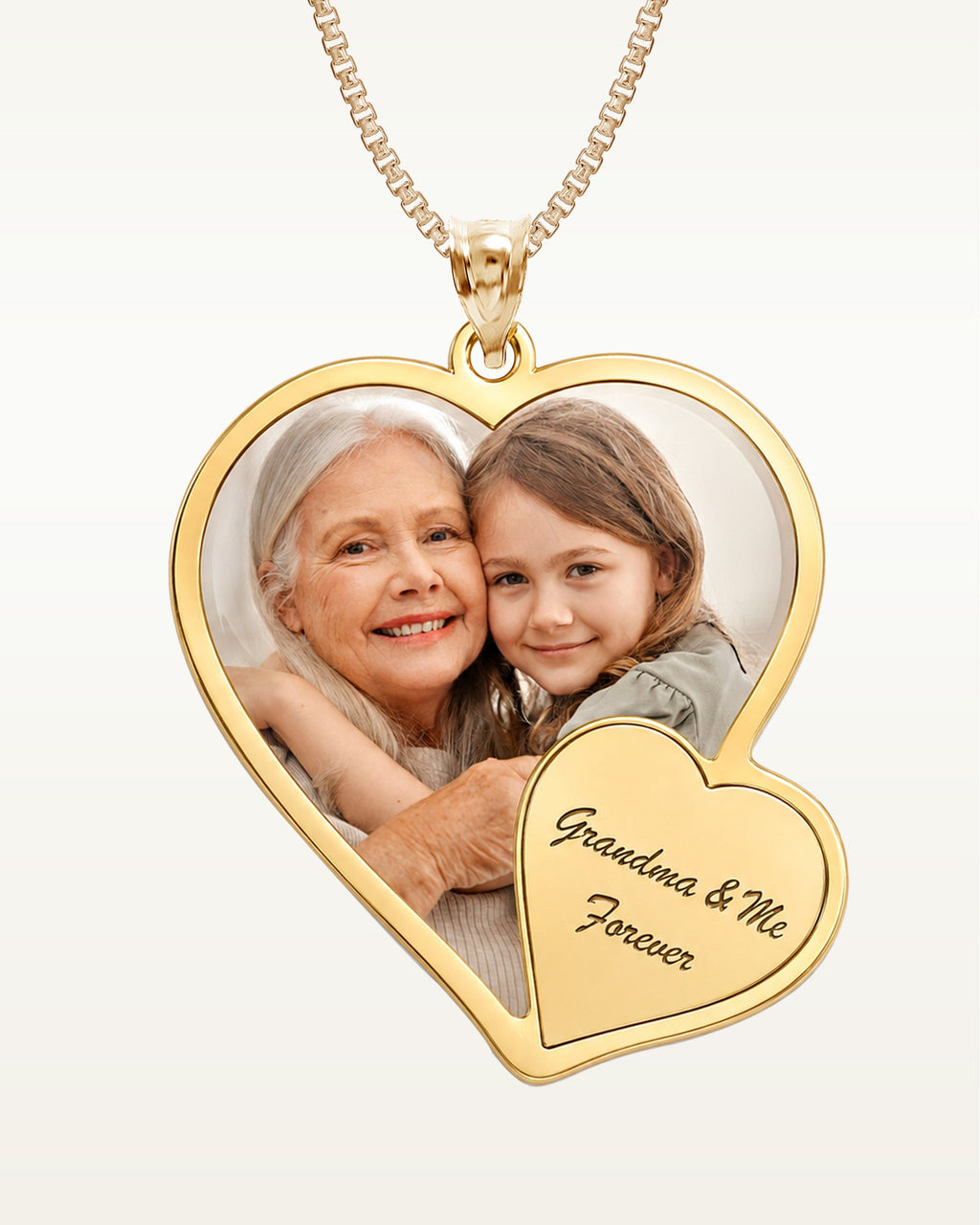 Double Heart Photo Pendant — verified yellow metal product photograph