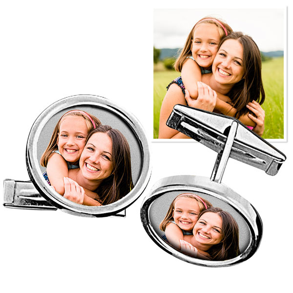 Photo Engraved Cufflinks — verified white metal product photograph