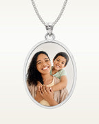 Oval Photo Pendant Charm — verified white metal product photograph