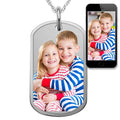 Photo Engraved Dog Tag With Border — verified white metal product photograph