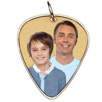 Photo Engraved Guitar Pick Shaped Pendant — verified yellow metal product photograph