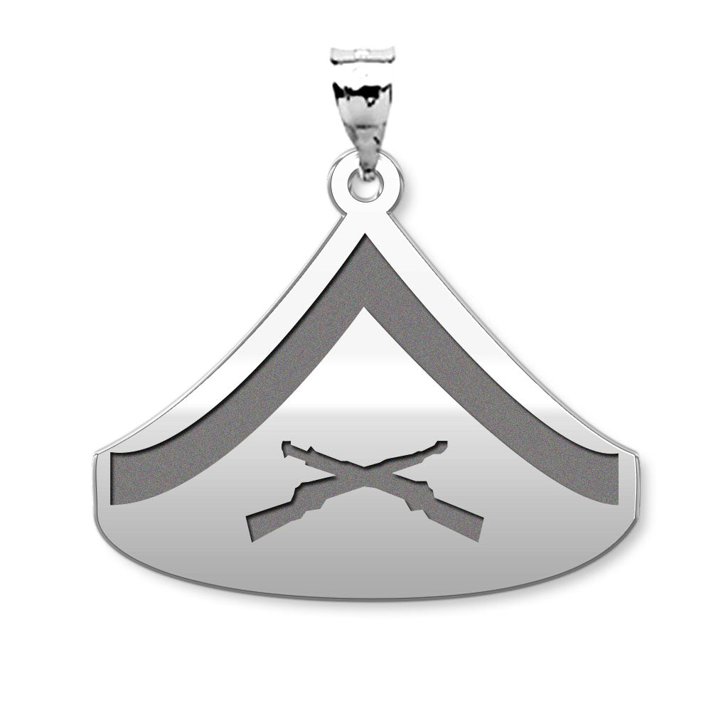 US Marine Corps Lance Corporal Pendant — silver and white metal front