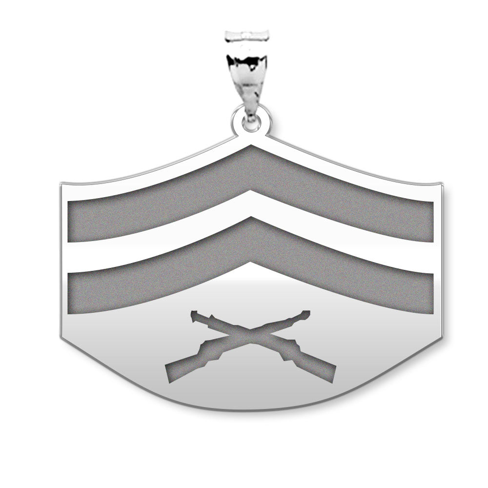 US Marine Corps Corporal Pendant — silver and white metal front