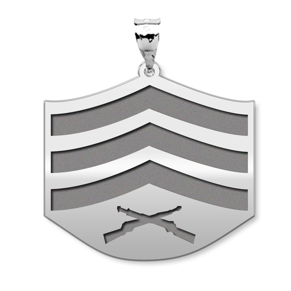 US Marine Corps Sergeant Pendant — silver and white metal front