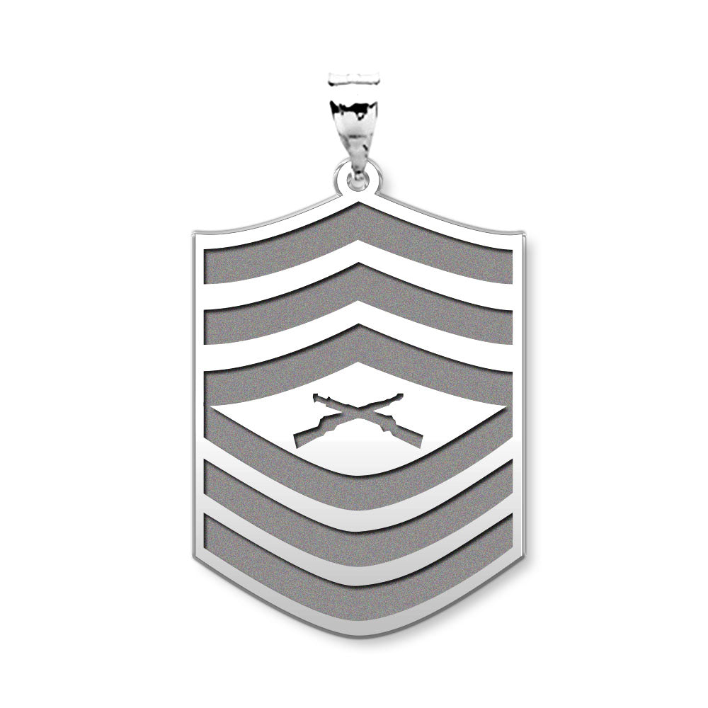 US Marine Corps Master Sergeant Pendant — silver and white metal front