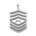 US Marine Corps Master Sergeant Pendant — silver and white metal front