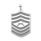 US Marine Corps Master Sergeant Pendant — silver and white metal front