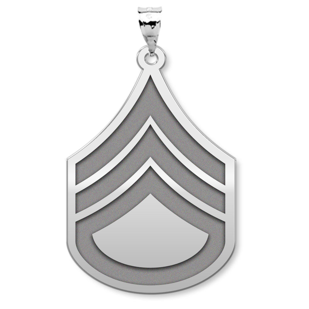 United States Army Staff Sergeant Pendant — silver and white metal front