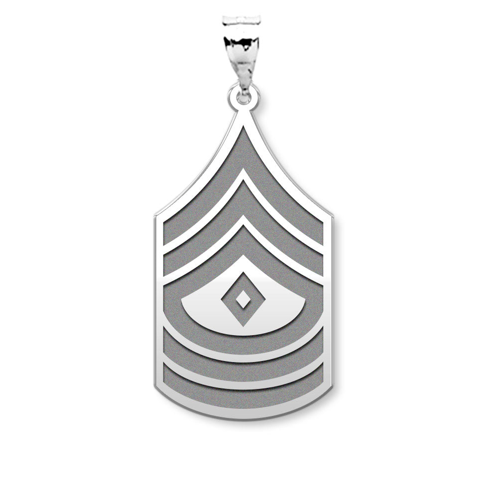 United States Army First Sergeant Pendant — silver and white metal front