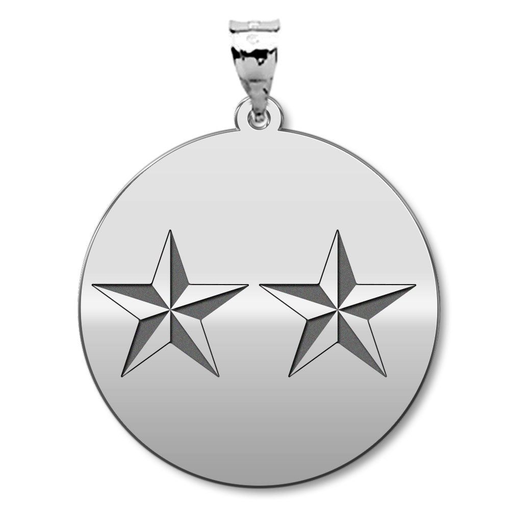 United States Army Major General Pendant — silver and white metal front