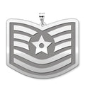 Unites States Air Force Technical Sergeant Pendant — silver and white metal front