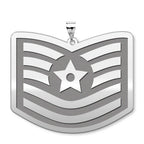 Unites States Air Force Technical Sergeant Pendant — silver and white metal front