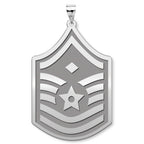 Unites States Air Force Master Sergeant (Note Diamond) Pendant — silver and white metal front