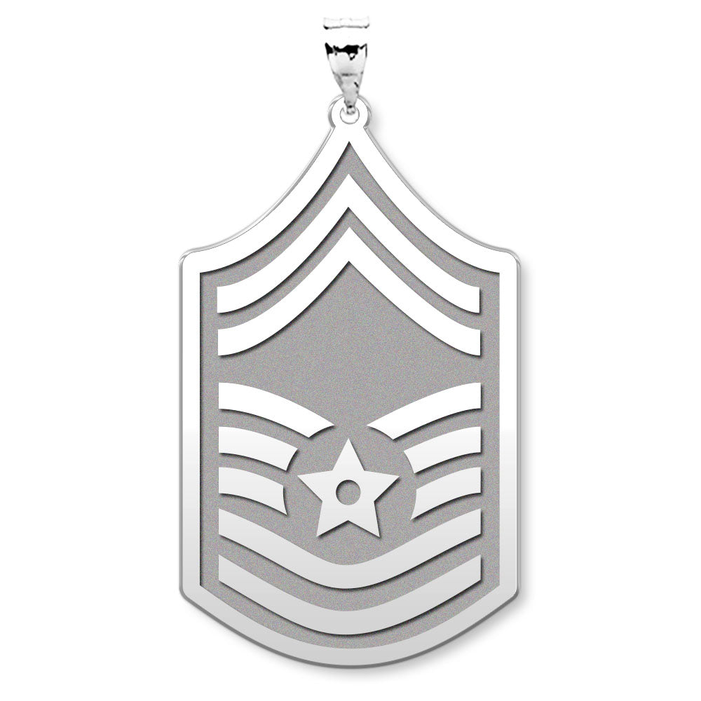 United States Air Force Senior Master Sergeant Pendant — silver and white metal front